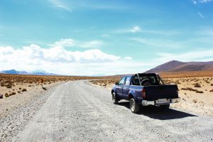 4-Wheel-Drive Pick-up Truck Gravel Road Atacama Desert, Andes, Chile
